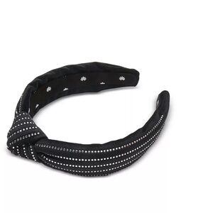NWT $125 Lele Sadoughi Black Crystal Pinstripe Slim Knotted Headband!